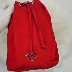 Prada Red  Nylon Mini Drawstring Bucket